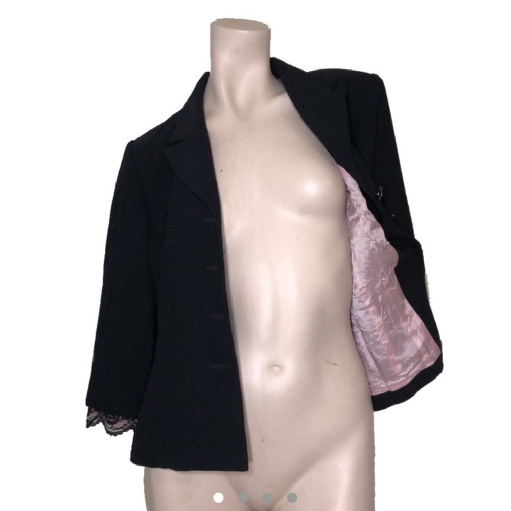 vintage pink lace black blazer